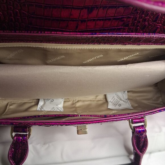 Brahmin Melbourne Collection Dayan Voltage Violet East-West Satchel Bag - Picture 10 of 11